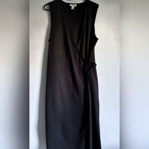 Talbots Black Sleeveless Wrap Maxi Dress